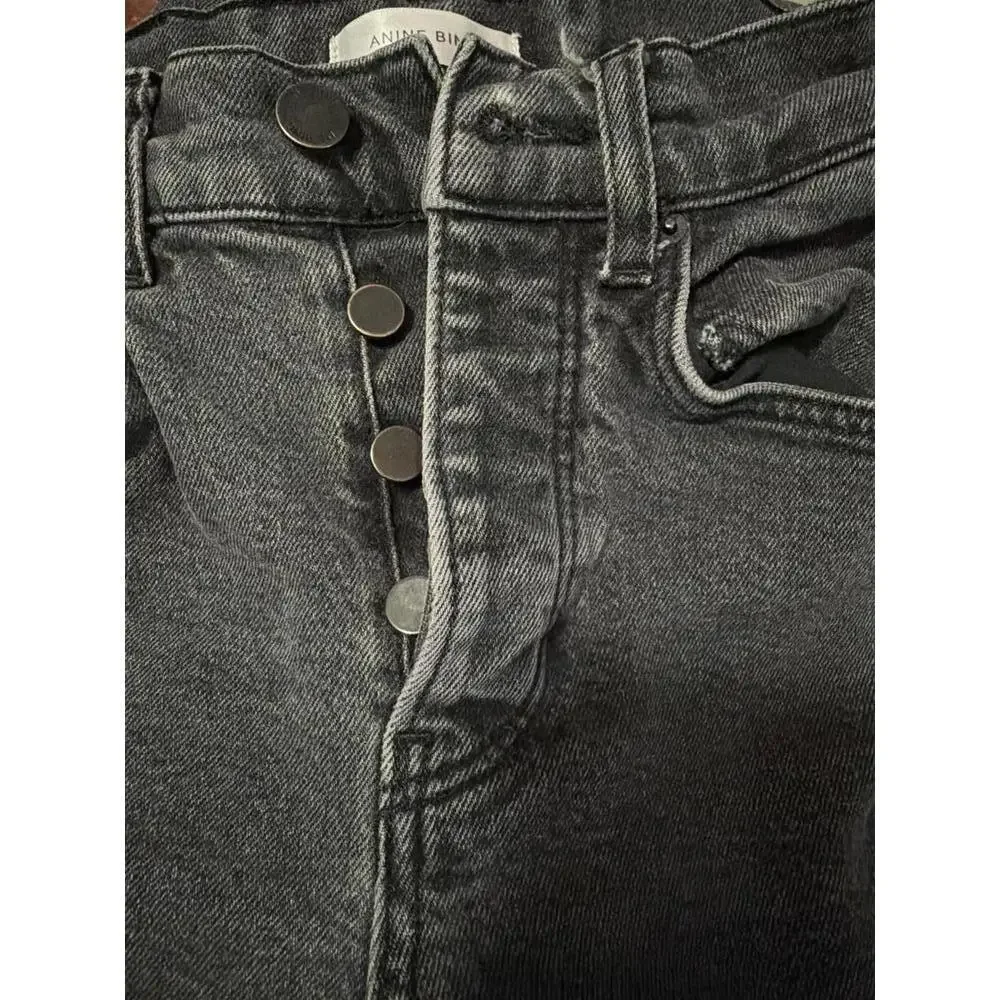 Anine Bing Button Front Black Cropped Flare Jeans – Size 24 - Picture 4 of 4